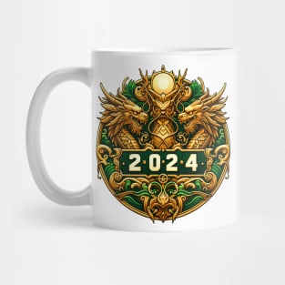 Wooden Gold Green Dragon 2024 No.3 Mug